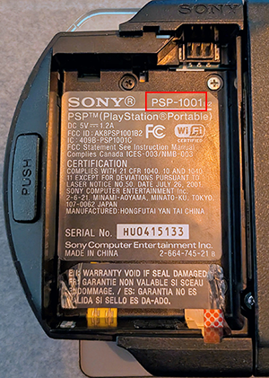 PSP Battery Compartment Sticker